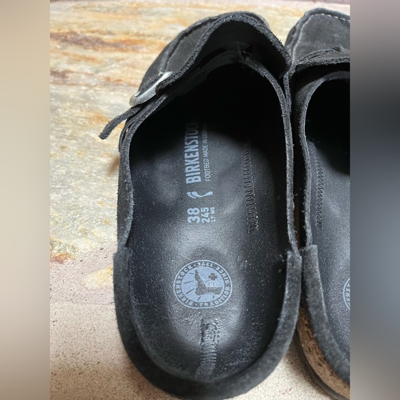 Birkenstock Buckley Clog Shoes Black Suede Leather 38 7 - Picture 7 of 11